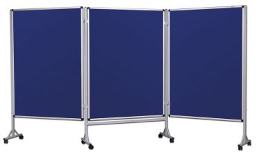 Mobilny tryptyk parawanowy-tekstylny (niebieski - unijny) 100x120 cm (3 ścianki)