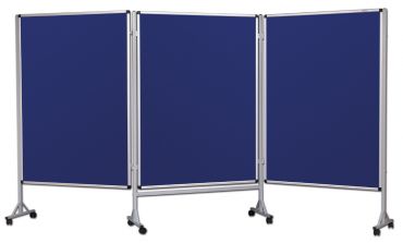 Mobilny tryptyk parawanowy-tekstylny (niebieski-unijny) 120x160 cm (3 ścianki)